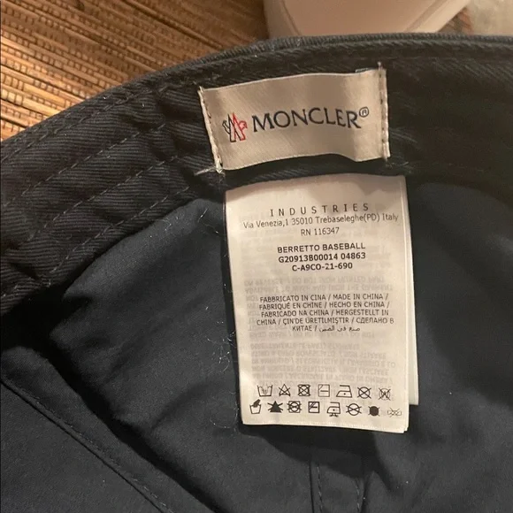 Moncler Black Baseball Cap with White Logo